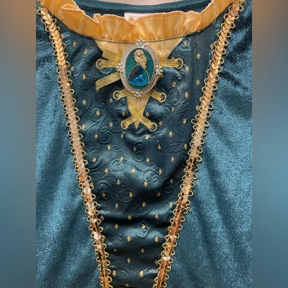 Disney Store Dress Merida Brave Pixar Tulle Ruffled Hem Dress Up Costume 7/8 Kid - Picture 3 of 9